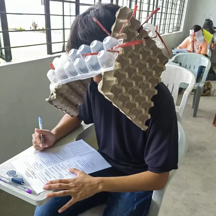 See the 'anti-cheating' exam hats being used by students in Philippines that have caused a stir online (photos)