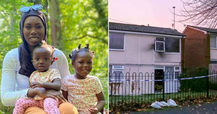 A mum has died two days after her children were killed in a horrific house fire. Fatoumatta Hydara, 28, was seriously injured in the arson attack on her home in Clifton, Nottingham in the early hours of Sunday morning, Nov. 20. Police today, Nov. 22, confirmed the mum-of-two has died. Ms. Hydara was taken to Queen’s Medical Centre following the fire in Fairisle Close at 3.17am. She was placed on a life support machine but died on Tuesday morning. The woman’s two children, Naeemah Drammeh, aged one, and Fatimah Drammeh, aged three, were taken to the same hospital but were pronounced dead shortly after arrival. A murder inquiry was launched after a joint fire and police investigation concluded the fire was started deliberately. Mum dies days after her two children were killed in ?arson attack? house fire that was deliberately started A 31-year-old man from Clifton was arrested on Sunday night and remains in custody. Police have been awarded an additional 36 hours to interview him. The father of the two young children yesterday spoke of his devastation as he tries to 