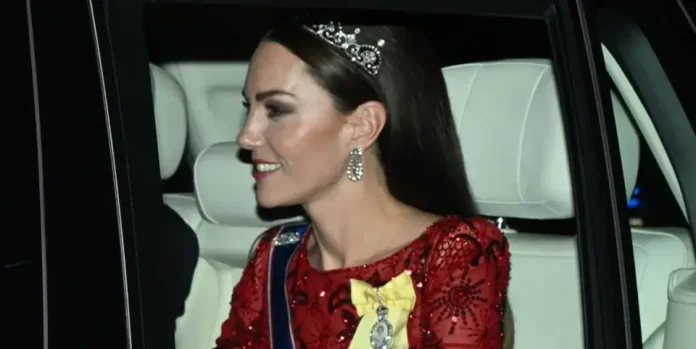 Kate Stuns In A Jenny Packham Gown Teamed With Diamond Earrings And Tiara For Diplomatic Corps Reception