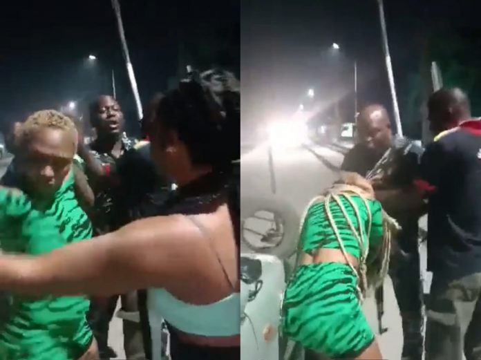 Lagos Police Officers Caught On Camera Assaulting Lady For Attempting To Record Them During A Confrontation With An Uber Driver