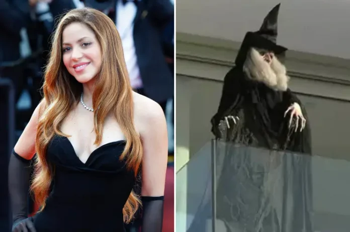 Shakira Puts Up A Witch On Her Balcony Facing Her Mother-In-Law Home