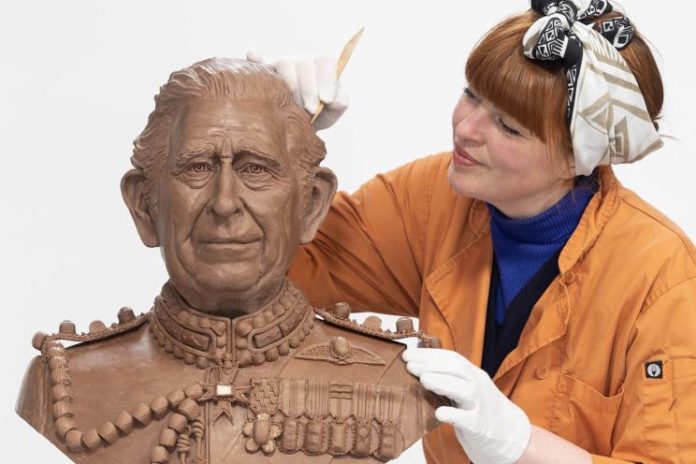 Bust Of King Charles Made From 2,875 Melted Chocolate Is Unveiled To Celebrate The Coronation