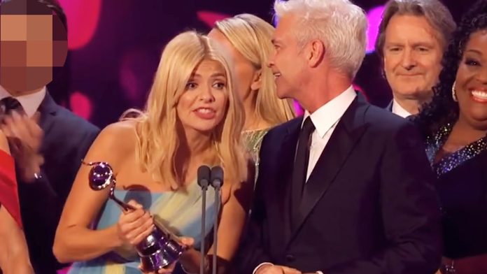 Moment Philip Schofield And His Much Younger Ex-Lover Steal A Glance At Each Other On Stage At The NTAs