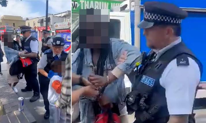 FURY as police handcuff mum in front of crying child over 'not paying ...