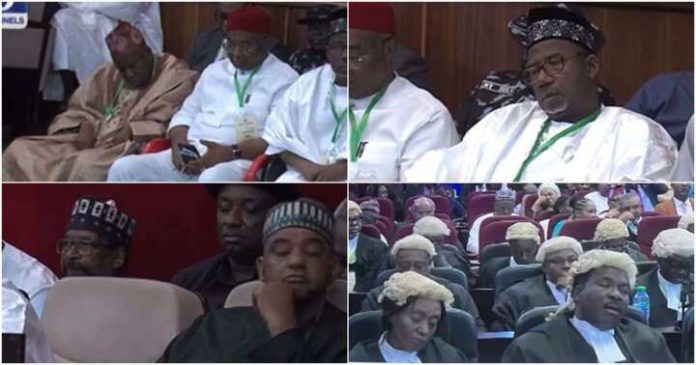 Watch: Lawyers, Others Spotted Sleeping As Judges Deliver Judgement At The Presidential Election Petition Court