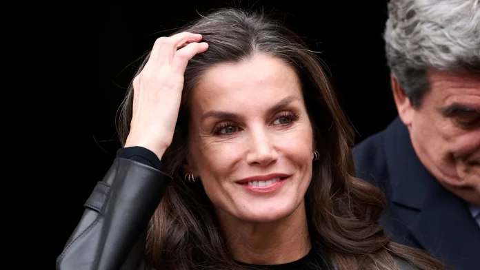 Queen Letizia Channels Rachel Green In Edgy 90s Leather Jacket