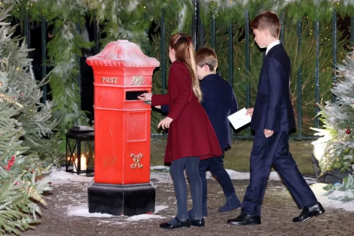 Prince George, Princess Charlotte And Prince Louis Arrive At Kate's Carol Concert Carrying Letters To Santa