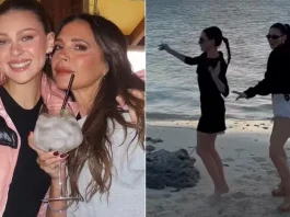 Victoria Beckham Dances With Nicola Peltz During Family Beach Day