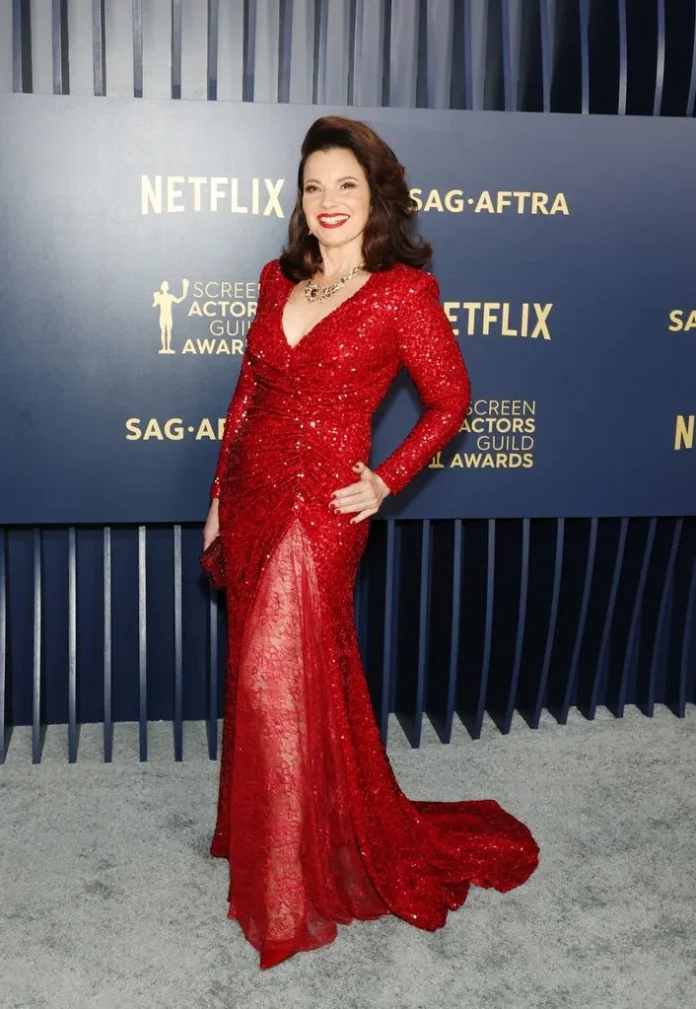 SAG-AFTRA President Fran Drescher, 66, Wows In A Sexy Red Sequin Gown At SAG Awards 2024 - Three Months After Studios Reached Deal With Union To End 118-Day Strike