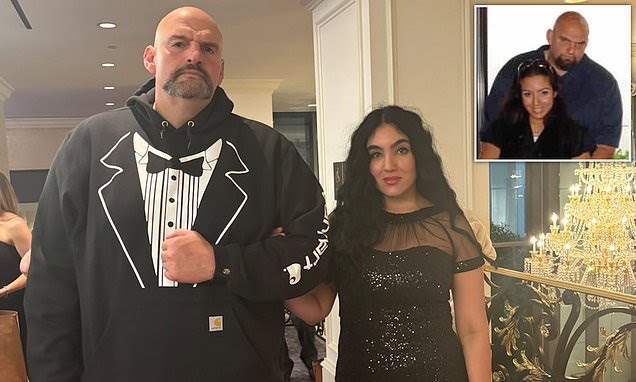 Senator John Fetterman wears trademark hoodie with TUXEDO design as he ...