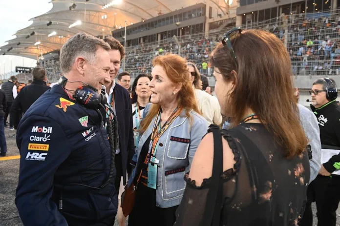 Sarah Ferguson's Exchange With Christian Horner Captured In Photos At Bahrain Grand Prix