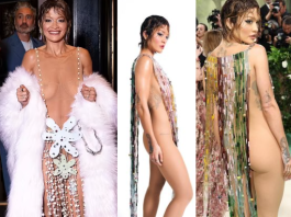 Rita Ora Opts For A Braless Look In A Strikingly Revealing Sheer Feathered Gown, Featuring A Daringly Placed Beaded Skirt, As She Steps Out From Her Hotel In Yet Another Met Gala Ensemble Alongside Husband Taika Waititi